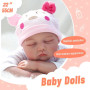 TERTYRES Poupée Reborn 22 Pouces 55cm Réaliste Bebe Reborn Fille Silicone Souple Corps de Tissu Un Vrai Nouveau-né Bébé Les Yeux