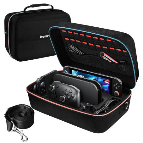 ivoler Pochette de Transport Tout-en-Un Nintendo Switch 2, Housse Étui de Protection Rigide de Luxe Grande Capacité avec Bandoul