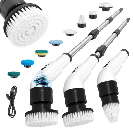 Brosse Electrique Nettoyage, Brosse de Nettoyage Electrique 9 en 1 avec 8 Têtes de Rechange pour Salles de Bains, Cuisines, Cuis