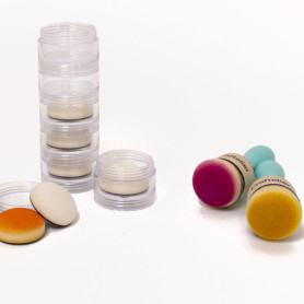 Craftelier - Kit de 2 Outils d'Application d'Encre et de Peinture de 30 mm de Diamètre + Récipients en Plastique Empilables | Id