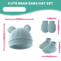 EUYKQNOI 3 Tenues Bonnets de Naissance et Moufles de Protection Bébé Gants Bonnet Nouveau-né Bambin Doux Mignon Tricoté Chapeau 