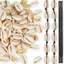 100pcs Perles de Coquillage Naturel, Spiral Perles Coquillage 16 à 18 mm Perle Coquillage Cauris Naturel avec Trous, avec 5 Mètr