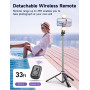 135CM Perche à Selfie Trépied avec 2 Lumière, Trépied pour Téléphone avec Télécommande Détachable, Portable Selfie Stick Trepied
