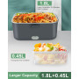 AUTOPkio Gamelle Chauffante 1,8L 80W, 12V/24V/220V Boîte à Lunch Electrique avec Sac et Acier Inox Fourchette Cuillère pour Voit