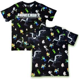 T-shirt enfant Creeper Minecraft - T-shirt garçon noir en coton avec imprimé officiel - T-shirt enfant gadget Minecraft - Idée c