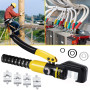 Solsop Pince à Sertir Hydraulique Pression 10T avec 9 Ensembles de Moules à Sertir 4-70 mm² pour Cosses de Câble en Cuivre et Al