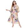 BABEYOND Kimono Femme Long en Satin - Peignoir Léger Imprimé Paon jusqu'à la Cheville