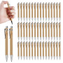 Sporgo Lot de 50 stylos à bille en bois : stylo à bille en bambou, fournitures d'écriture, stylos personnalisés, avec gravure, p