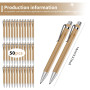 Sporgo Lot de 50 stylos à bille en bois : stylo à bille en bambou, fournitures d'écriture, stylos personnalisés, avec gravure, p