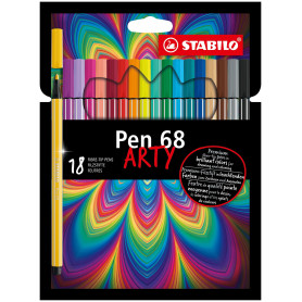 STABILO Feutre dessin Pen 68 - Etui carton ARTY x 18 feutres de coloriage pointe moyenne - gamme ARTY