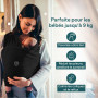 Koala Babycare Une écharpe de portage facile à enfiler, réglable, unisex - Porte-bébé multifonctionnel pour jusqu’à 9 kg - Noir 