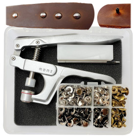 RERI Ensemble de rivets en cuir avec pince, rivets à pression en métal à double capuchon de 12 mm pour DIY, réparation artisanal