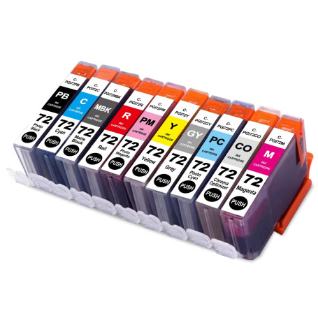 Yongairuink PGI72 Cartouche d'encre Remplacement pour Can PGI-72 PGI72 (PBK, MBK, C, M, Y, PC, R, PM, GY, CO) Compatible avec -1