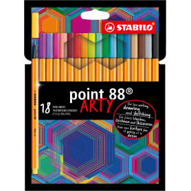 STABILO Stylo feutre pointe fine point 88 - Etui carton x 18 feutres fins - gamme ARTY