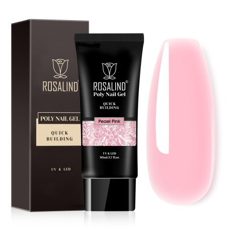 ROSALIND Rose Extension D'ongles En Gel, Pearl Pink Poly Gel Art Design, 80ml Ensemble Épaississant Builder Facile DIY pour Salo