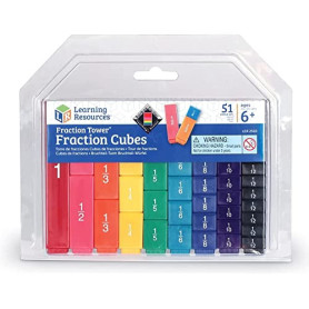 Learning Resources Cubes Fraction Tower – Kit 51 Pièces – Jeu Mathématiques Montessori – Cadeau Éducatif Noël – Dès 6 Ans