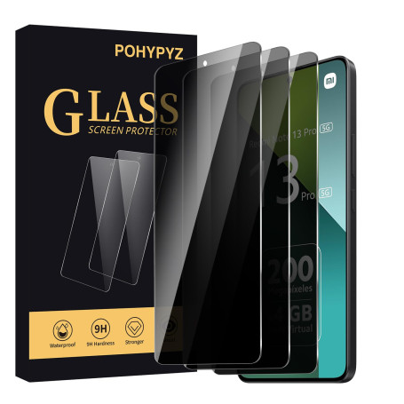 POHYPYZ Lot de 3,Verre Trempé Anti-Espion pour Xiaomi Redmi Note 13 Pro 5G/4G，Film de Confidentialité Protection en Écran, Prote