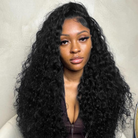 Perruque Bresilienne Half Wig Human Hair 200 Densité Deep Wave Glueless Headband Wigs Perruque Femme Naturelle Cheveux Human Hai
