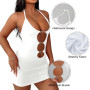 PARUPRUP Femme Sexy Col Halter Mini Robe sans Manche Moulante Dos Nu à Découpes Bodycon Maille Nuisette Décolleté V Chemise de N
