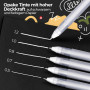colozoo Lot de 5 stylos gel blancs avec tailles de pointe : 0,5, 0,7, 0,8, 1,0, 1,2 mm, pour papier noir, stylo blanc opaque
