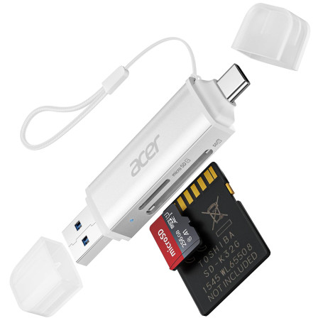 Acer Lecteur de carte SD, adaptateur pour lecteur de carte mémoire USB C et USB 3.0, prend en charge SD/Micro SD/SDHC/SDXC/MMC, 