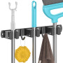 Juspota Accroche Balai Mural sans Percage, Porte Balais Mural avec 3 Supports et 2 Crochets, Support Balais Mural avec Vis, Atta