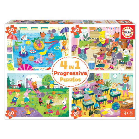 Puzzle progressifs 4 en 1 l'ecole