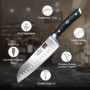 SHAN ZU Couteau de Cuisine, Couteaux Japonais Santoku 18 cm Professionnel Carbone en Acier Inoxydable Allemand Chef Couteaux Uti