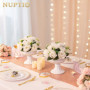 NUPTIO 10 Pièces Fleurs Artificielles, 15 Têtes de Roses Plastique avec Base, Convient au Centre de la Table Mariage Notre Magas