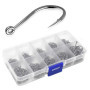 Skyzone Hameçon de Pêche, Lot de 500 Hameçons en Acier Carbone 10 tailles assorties (3#-12#) avec ardillons hameçons mer avec bo