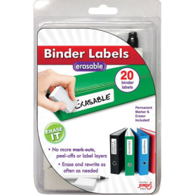 JOKARI Étiquettes de classeur réutilisables effaçables pour Bureau et école, 3,4 x 1 po. Le kit Comprend 20 Autocollants avec Un