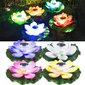 jindaaudio 4 Pièces Lampe Lotus de Bassin Flottant, Lampes Solaires à Capteur de lumière, Lampes de Pelouse étanches Extérieures