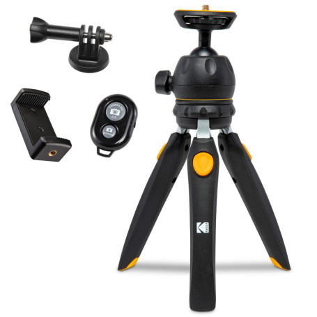 Kodak PhotoGear Mini trépied réglable avec rotule 360°, trépied de Table Compact 9" se convertit en Perche à Selfie 11", Pieds e