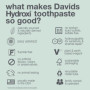 Davids Dentifrice naturel Nano Hydroxyapaite pour sensibilité, menthe poivrée, sans fluorure, sans SLS, émail reminéralisé, blan