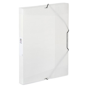 Viquel - Chemise plastique à élastiques - Boite de classement format A4 - Etiquette d'identification sur le côté - Fabriqué en F