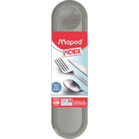 Maped Picnik Adulte - Ensemble de Couverts Transportables - Acier inoxydable -Boite et Couverts Nomades, pour le Bureau et Dépla