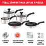 Tefal Comfort Max Casseroles 14/16/18 cm + couvercles 16/18 cm, Poêles 20/24 cm, Induction, Revêtement antiadhésif sur (poêles),