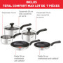 Tefal Comfort Max Casseroles 14/16/18 cm + couvercles 16/18 cm, Poêles 20/24 cm, Induction, Revêtement antiadhésif sur (poêles),