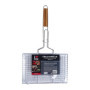 RUECAB - Grille de Barbecue Double Quadrillé Inox Poignée Bois Argent , 22 x 34 cm