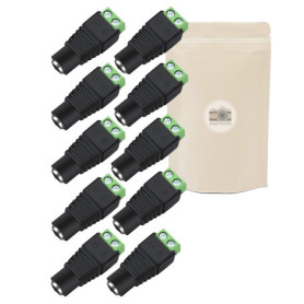 10x borniers Dominos Femelle DC 12V Standard 1 38V Fiche 5.5mm x 2.1mm 2 Entrées Alimentation Connecteur - Adaptout Marque Franç