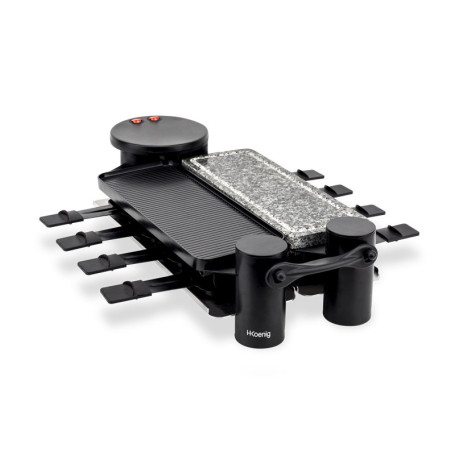 H.Koenig Appareil à raclette Multifonction 8 personnes RP360, modulable rotatif 360°, Convivial Professionnel, Pierre Naturelle,