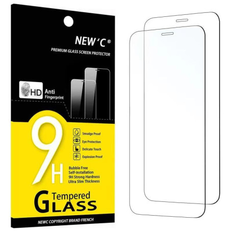 NEW'C Lot de 2, Verre Trempé pour iPhone 12, 12 Pro (6,1 Pouces), Film Protection écran -sans Bulles d'air -Ultra Résistant (0,3