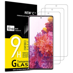 NEW'C Lot de 3, Verre Trempé pour Samsung Galaxy S20 FE / S20 FE 5G, Film Protection écran -sans Bulles d'air -Ultra Résistant (