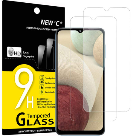 NEW'C Lot de 2, Verre Trempé pour Samsung Galaxy A12, Film Protection écran -sans Bulles d'air -Ultra Résistant (0,33mm HD Ultra