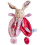 Baby Nat' - Doudou Lapin Plat - Lapin Poupi Rose - Imprimé Fleurs - Forme Originale Facile à Attraper avec Nouettes & Grandes Or
