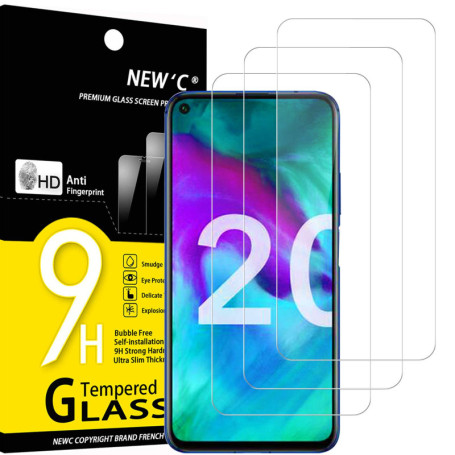 NEW'C Lot de 3, Verre Trempé pour Honor 20, Honor 20 Pro, Film Protection écran efficace contre les Rayures - sans Bulles - Ultr