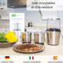 VeoHome Moulin à café et mixeur électrique broyeur pour Grains de café, Graine de Lin et Autres épices - INOX