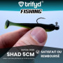 trifyd ® - Leurre Souple Truite Shad de 5 cm, Le Pack de 20 leurres de pêche + 5 têtes plombées