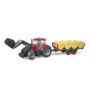 bruder 03198 - Case IH Optum 300CVX avec chargeur frontal & remorque de transport de balles - 1:16 Tracteur, tracteur, remorque 