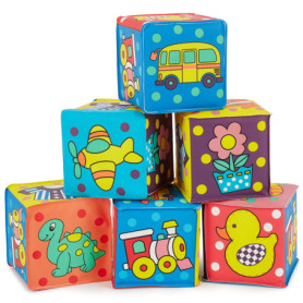 BIECO Cube Bebe Set | Pack de 6 | Cube a Empiler Bebe | Cube Dactivité Bebe | Jeux Bebe Cube Eveil Bébé Jeu Montessori Bebe Jeux
